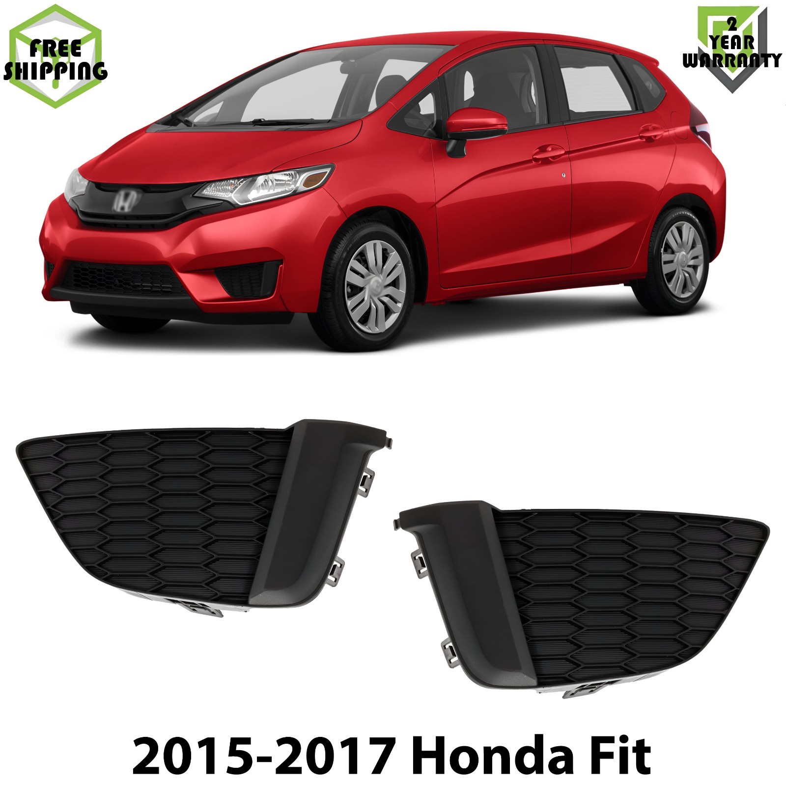 Front Fog Lights Covert Textured Left & Right Side For 2015-2017 Honda Fit
