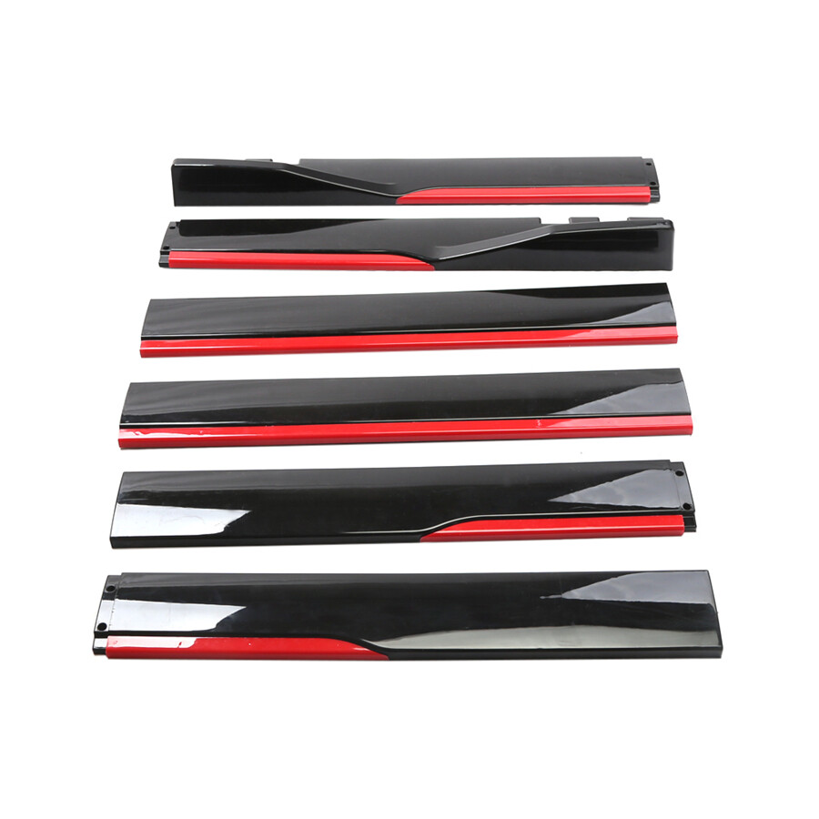 86.6″ Cuttable Car Side Skirt Extensions Rocker Panel Lip Splitters Black + Red