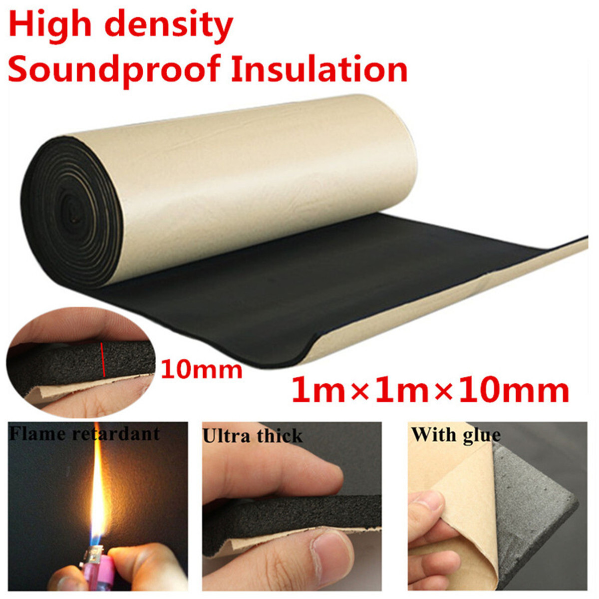 10mm Van Boat Insulation Car Floor Adhesive Foam Soundproofing Mat 1MX1M
