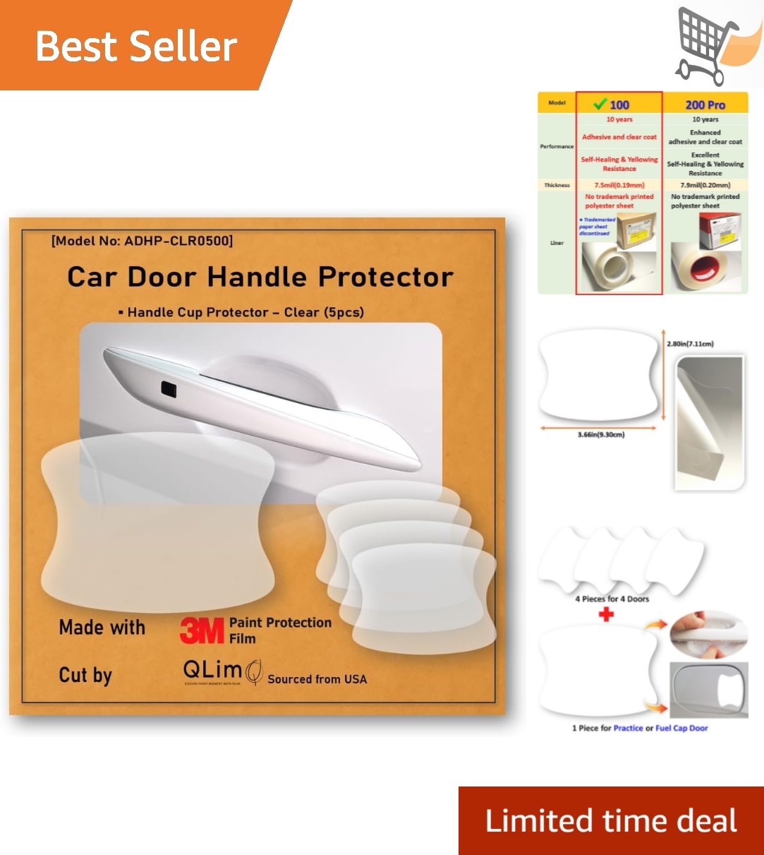 Car Door Handle Cup Protectors 3M Polyurethane 5pcs Scratch Resistant Universal