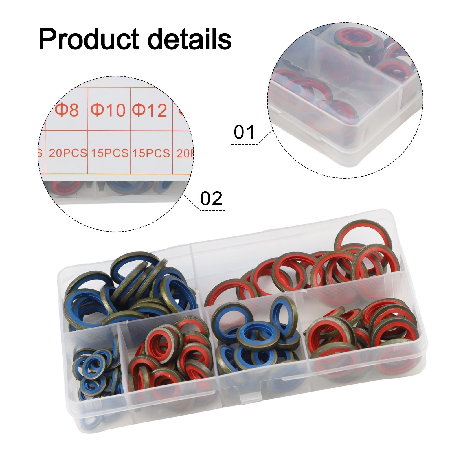 Brand New Assorted Sealing Gasket 100pcs/ 245pcs Combination Gasket Repair Box