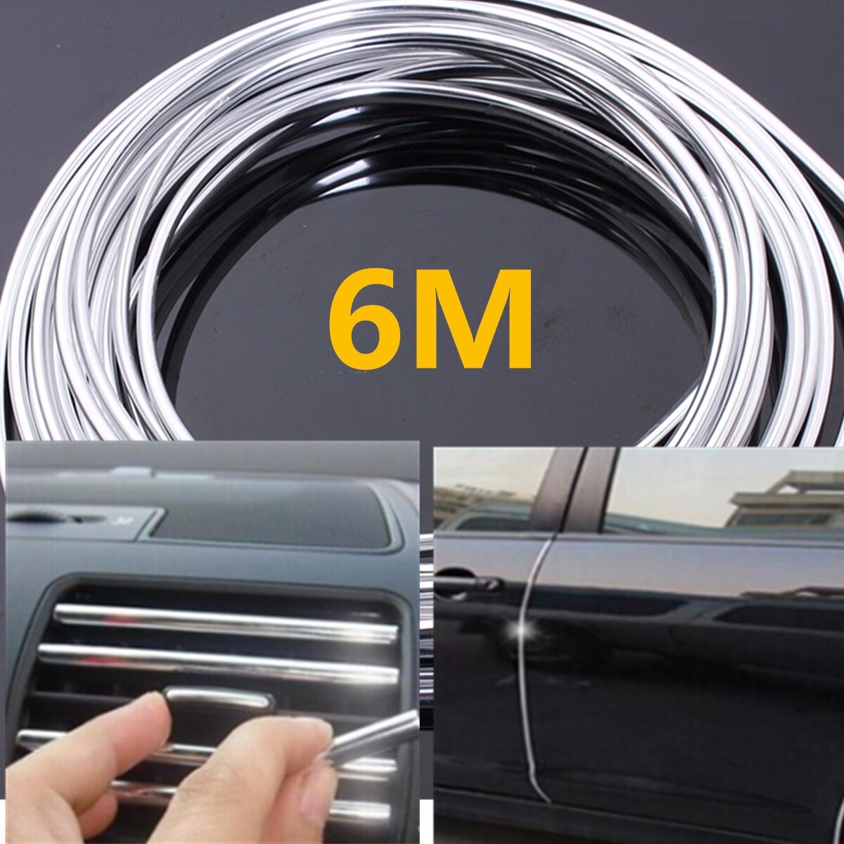 6M 20FT Moulding Trim Strip Door Edge Scratch Guard Protector Cover Chrome Car