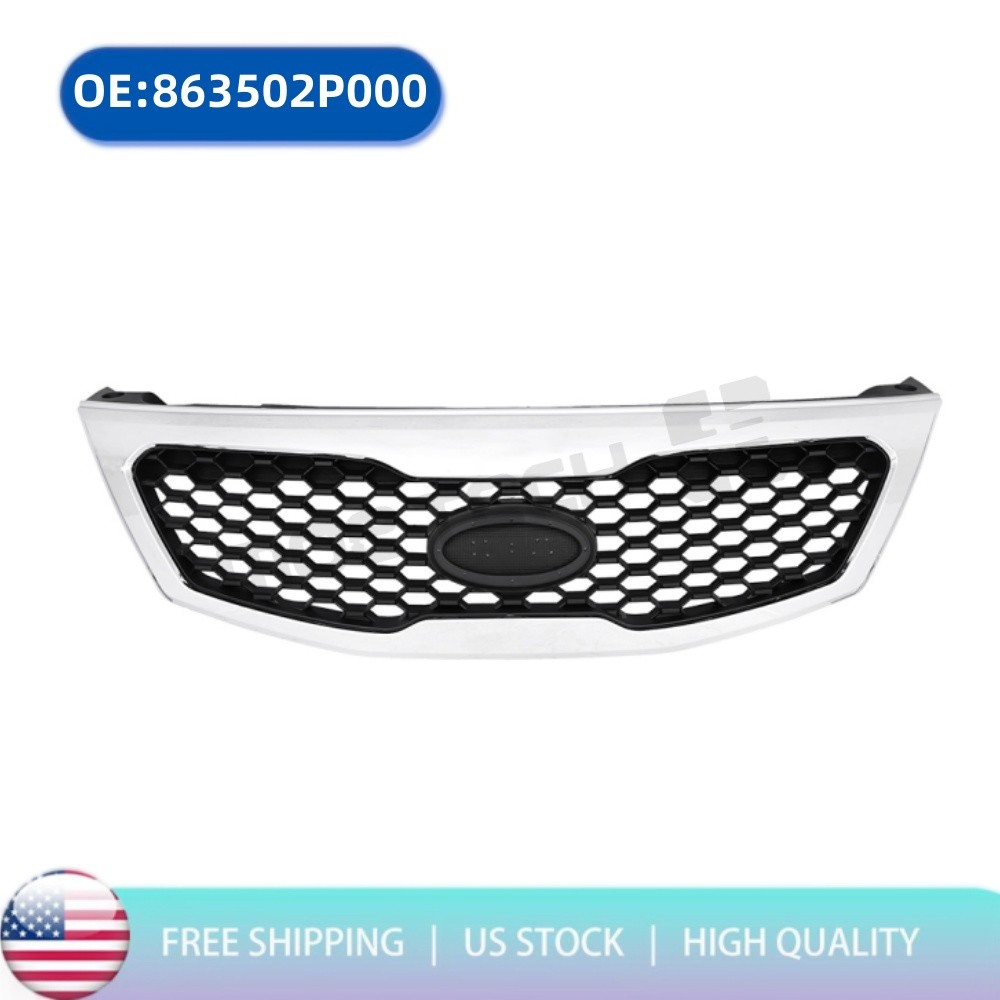 Grille For 2011 2012 2013 Kia Sorento Chrome Shell w/ Black Insert Plastic