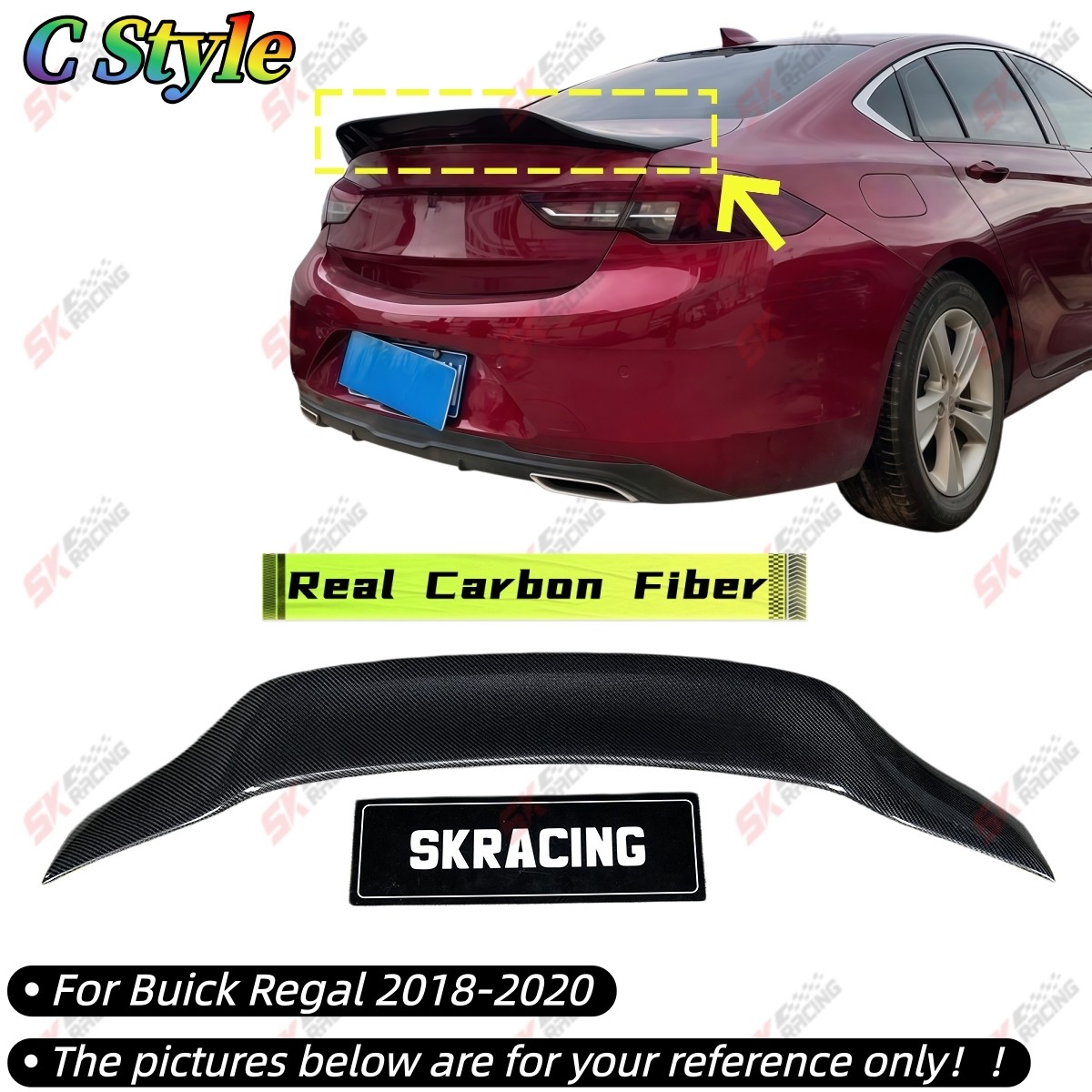 Fits Buick Regal 11-13 14-17 18-20 Forged/Carbon Fiber/Glossy Rear Spoiler Wing