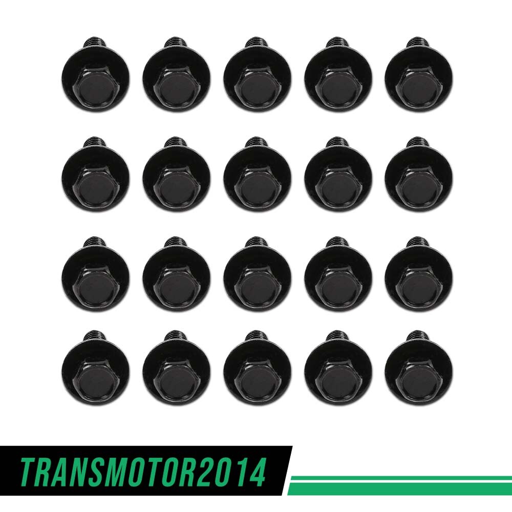 Fit For Honda Body Bolts- M6-1.0 x 20mm Long- 10mm Hex- 17mm Washer- 20 bolts