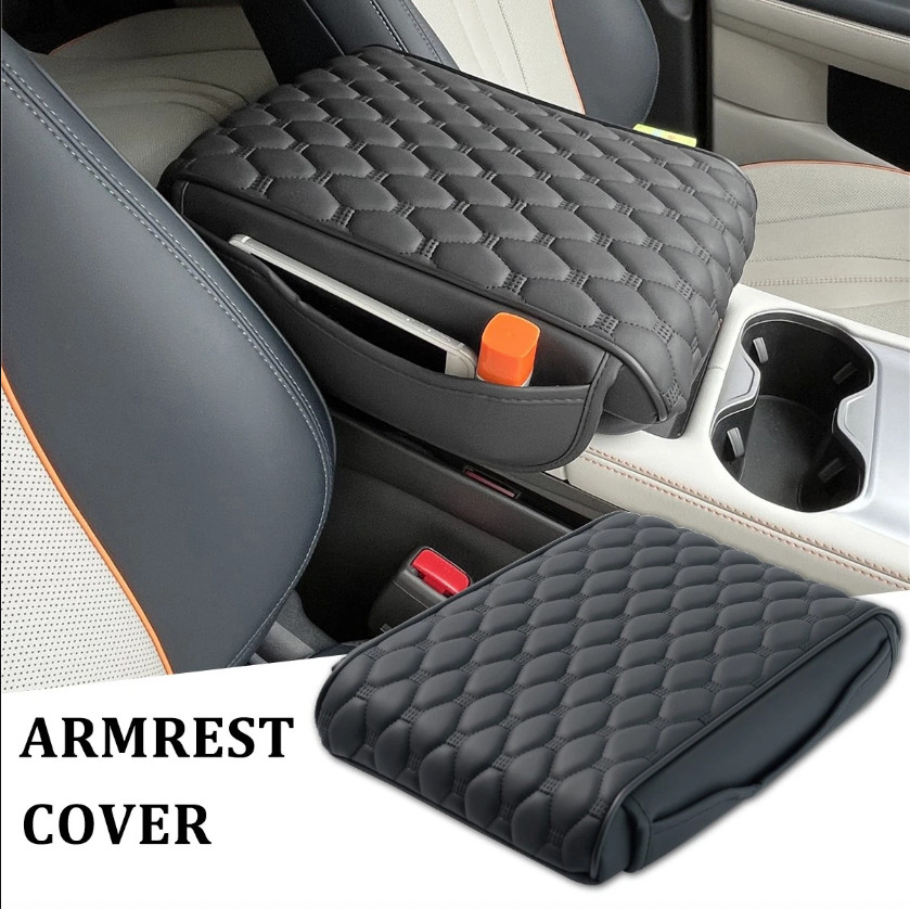 Leather Car Armrest Pad Center Console Box Cover Protector Cushion Accessories⭐