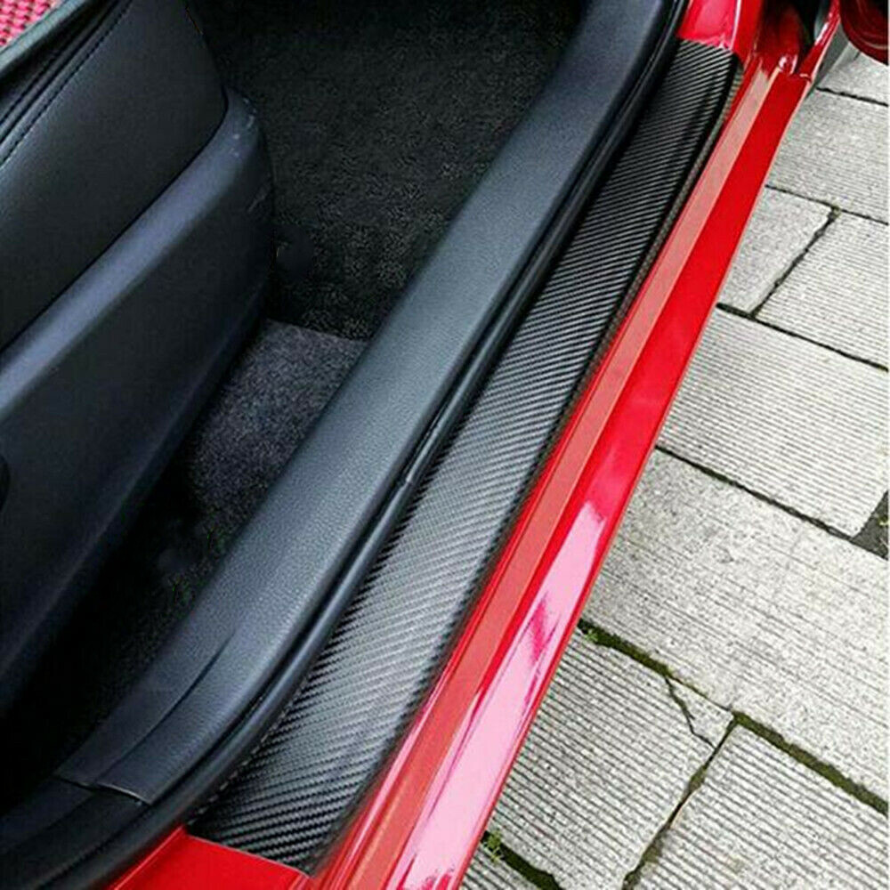 4PCS Carbon Fiber Car Door Plate Sill Scuff Cover Anti Scratch For Hummer H2
