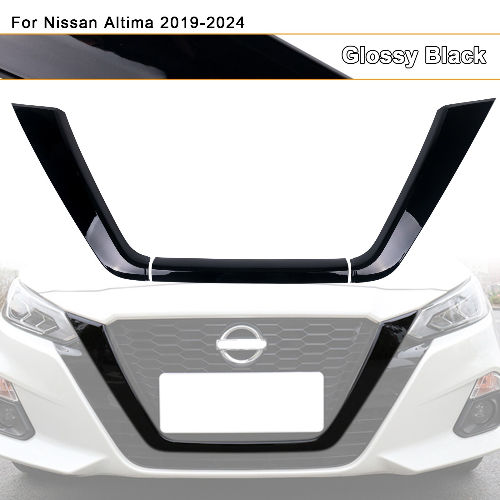 For Nissan Altima 2019-2024 Front Grille Frame Cover Trim JDM Style Glossy