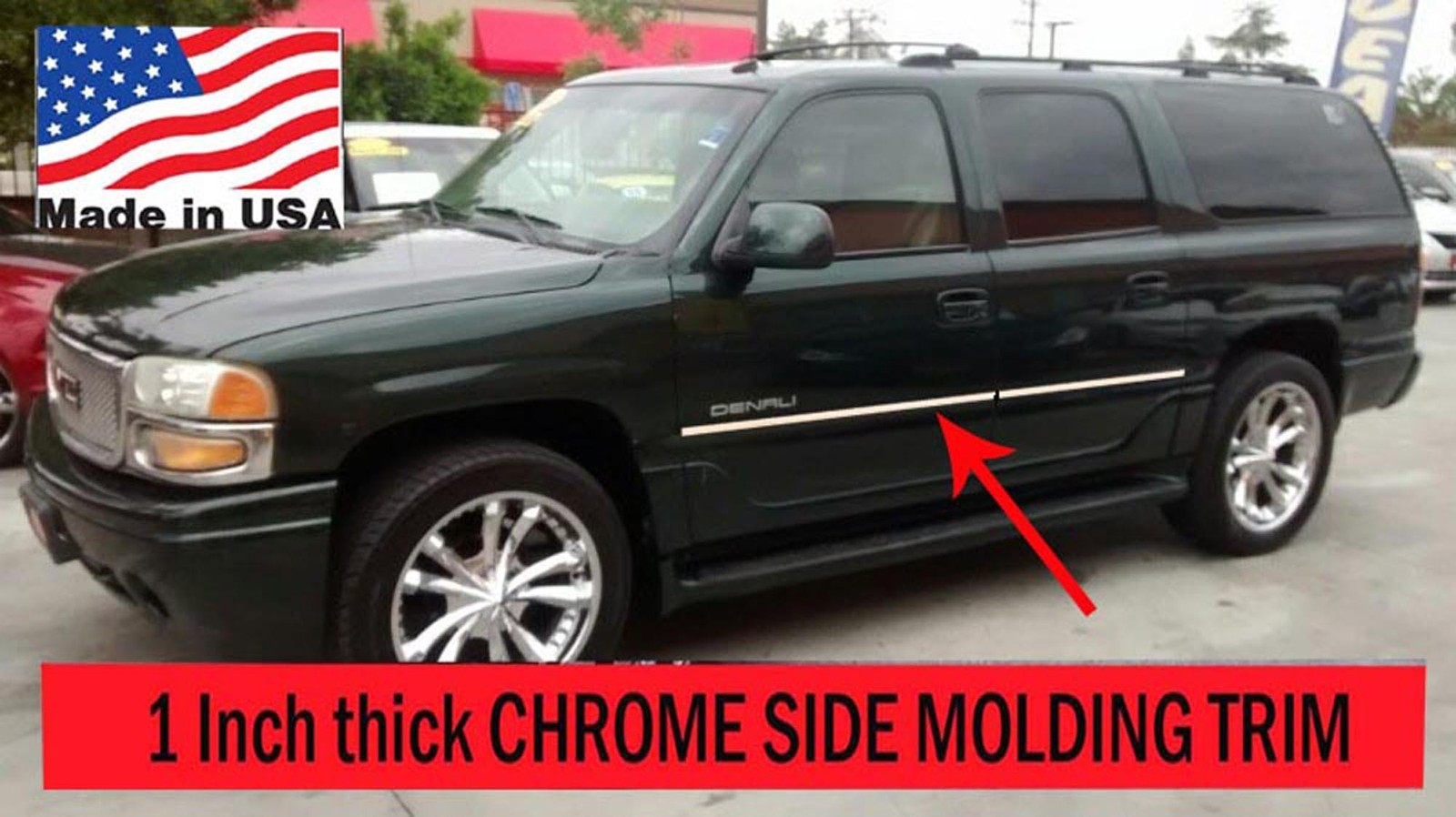 Flexible Chrome Side Door Molding Rocker Panel Trim Kit For YUKON 2000-2006