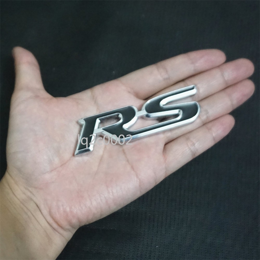 Black Silver RS Metal 1x Big Grille Emblem + 2x Small Sticker Decal Badge Motors
