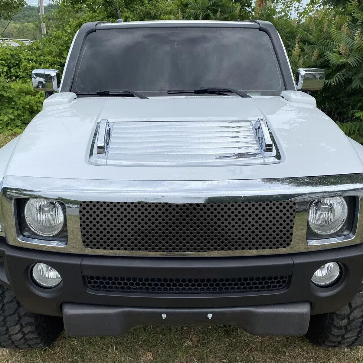 Louver Hood Air Deck Vent Grille Panel W/ Handle Cover Trim For 06-10 Hummer H3