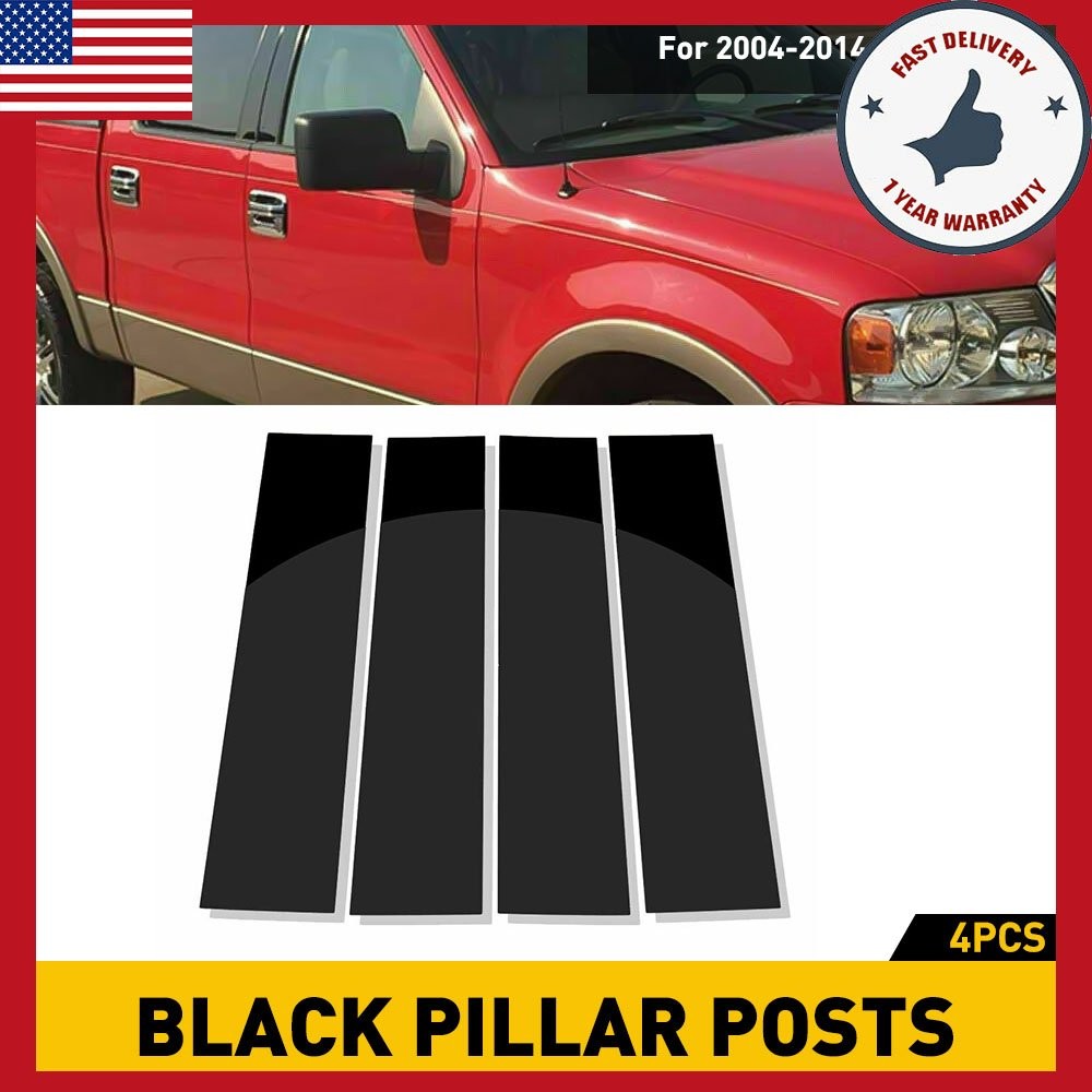 4X Black Pillar Door Cover Post Trim Window For Ford 2004-14 F150 F-150 Durable