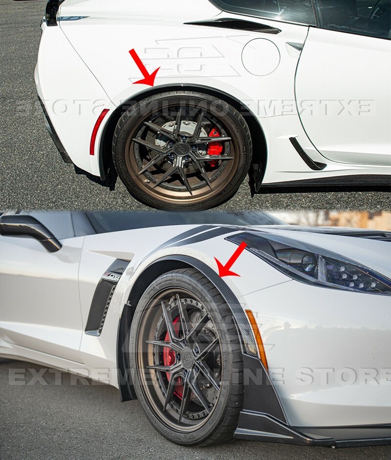 Hydro-Dipped Carbon Fiber Front & Rear Wheel Fender Flare For 14-19 Corvette C7