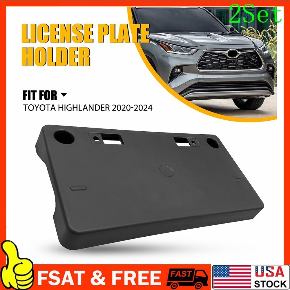 For Toyota 20-24 Highlander Front License Plate Tag Holder Mounting Bracket 2Set