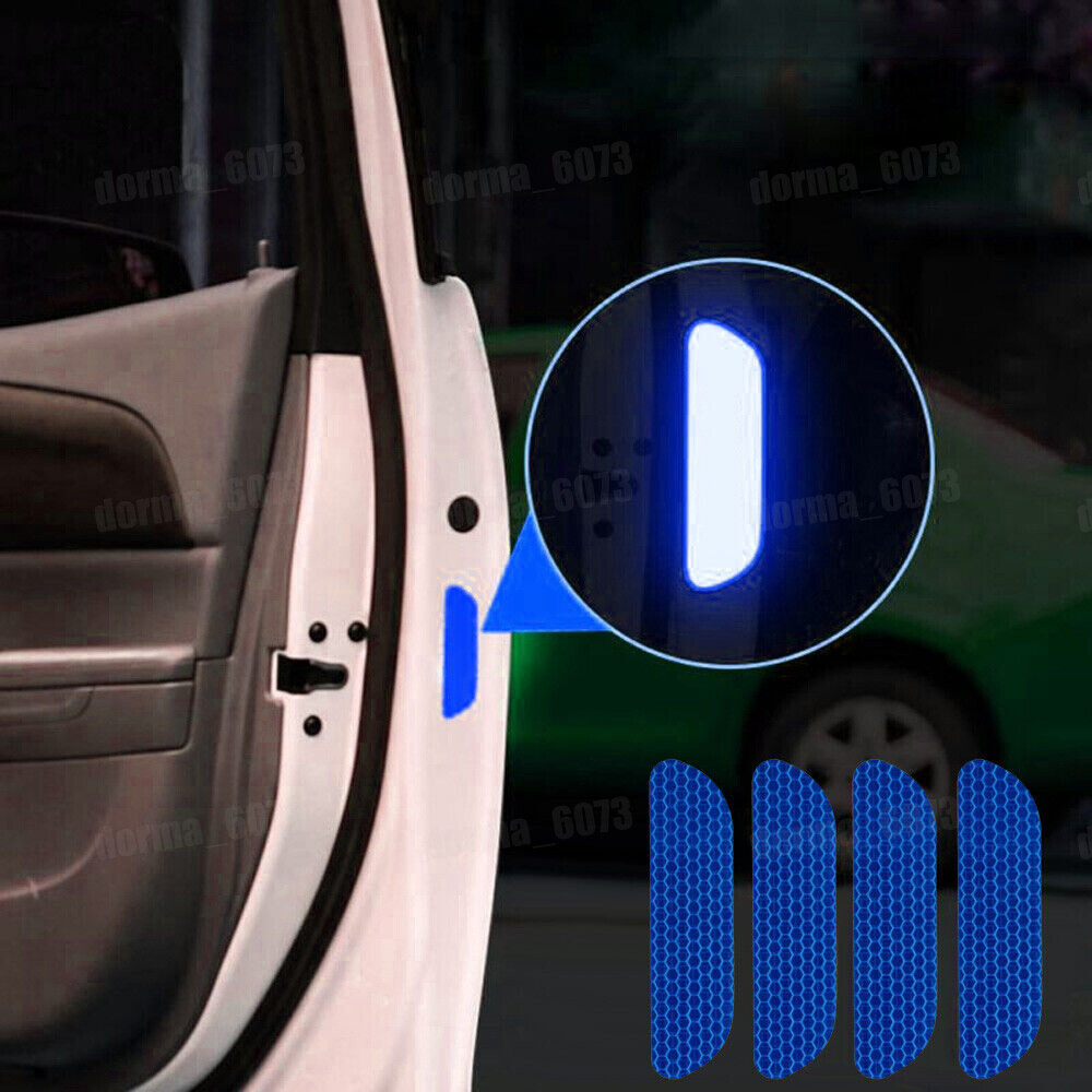 4x Reflective Tape Warning Safety Mark Car Door Stickers Car Accessories Blue