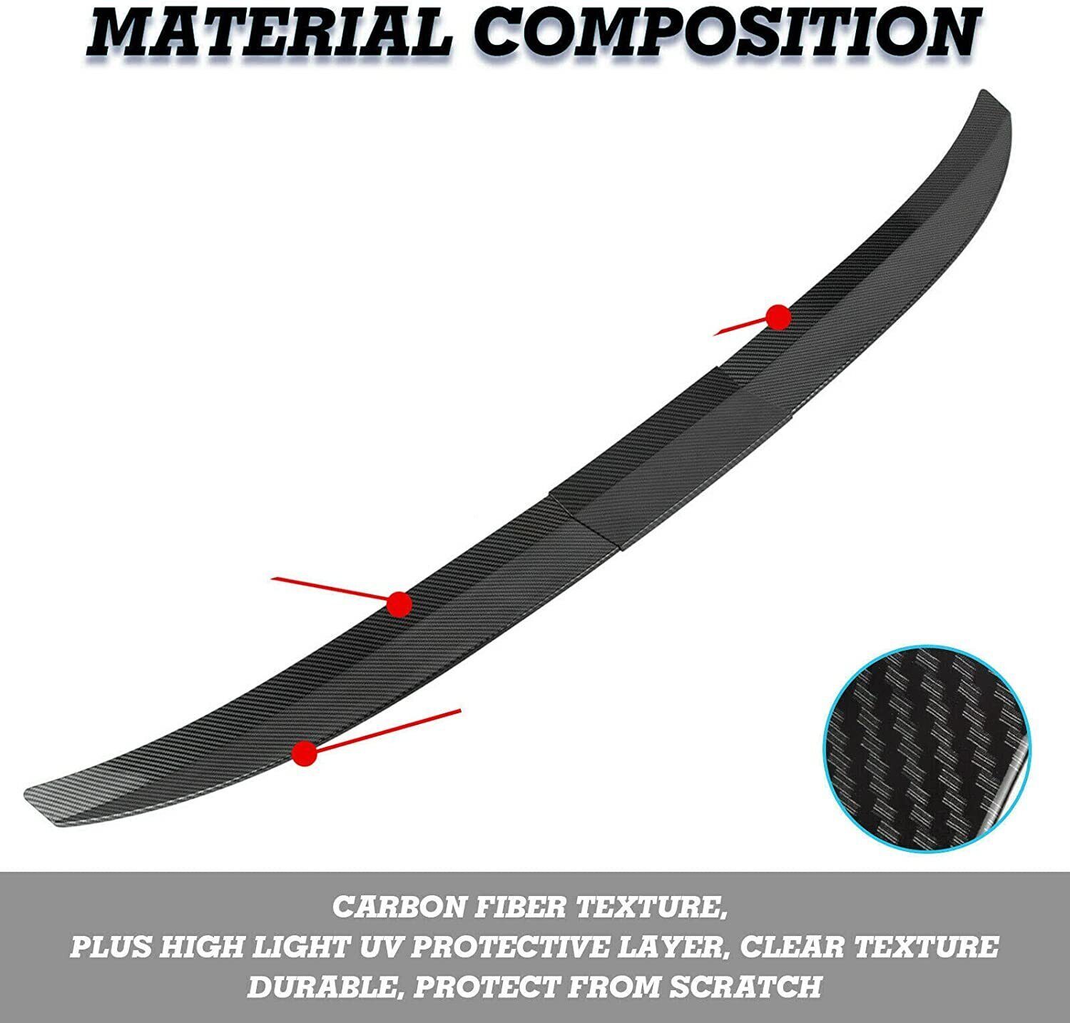 Carbon Fiber Adjustable Rear Trunk Spoiler Lip Roof Tail Wing For Car Sedan
