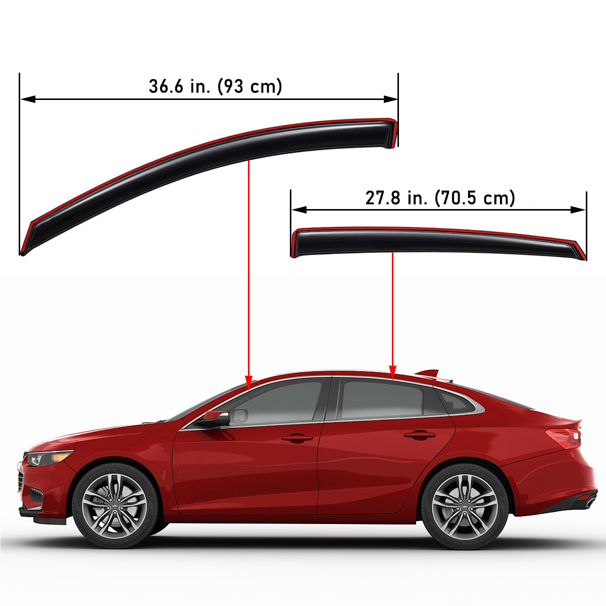 In-Channel Rain Guard Window Visor Vent Shade for 2016-2024 Chevrolet Malibu