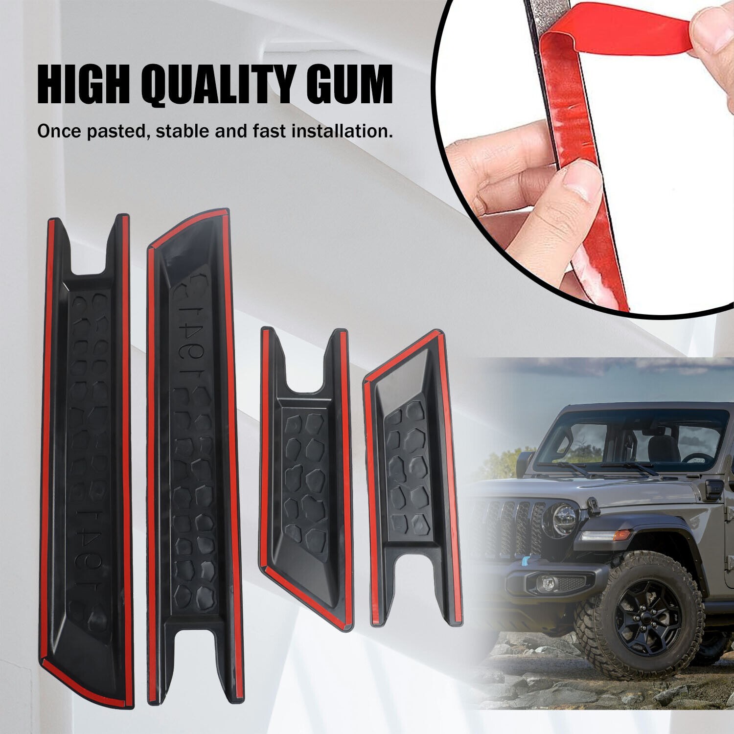 Side Door Garnish Scratch Resistant Cover Black for Jeep Wrangler Gladiator