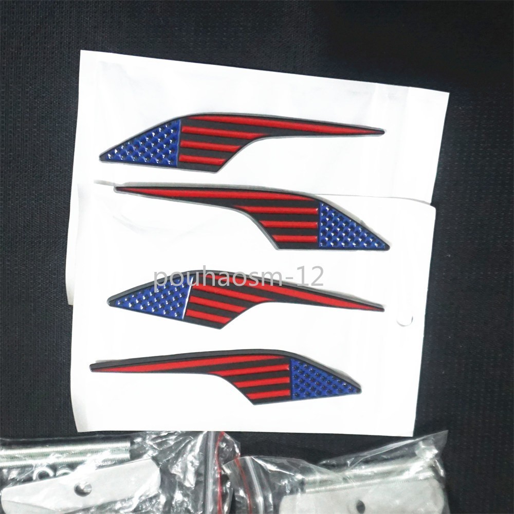 Pair Red Matte Black USA Flag Metal Grille Badge Emblem Diesel America Racing V6
