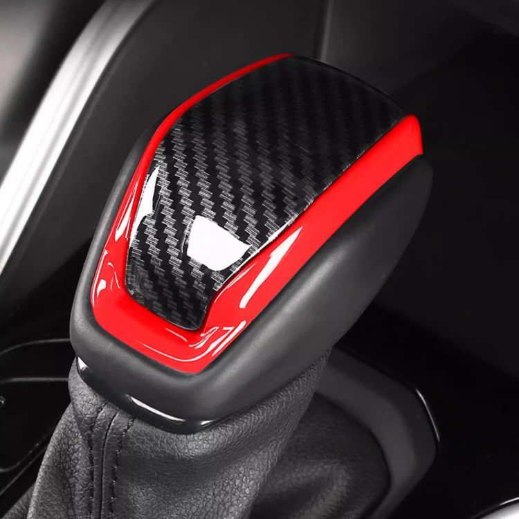 ABS Red&Carbon fiber Gear Shift Knob Cover Trim For Toyota 2020-2024 Highlander