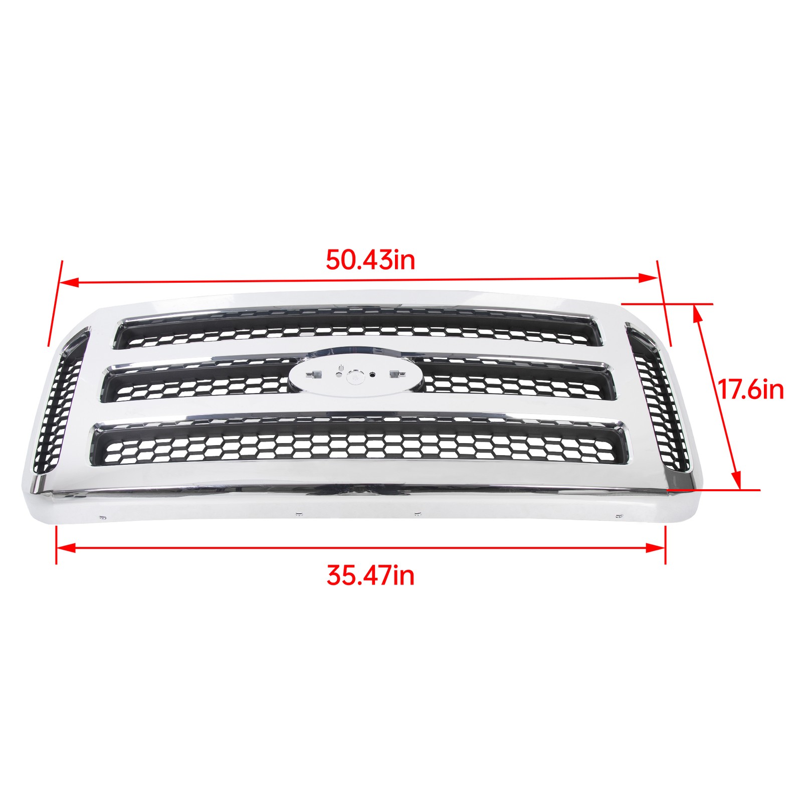 Chrome Grille w/ Gray Insert For Ford 05-07 Super Duty F-250 F-350 Excursion