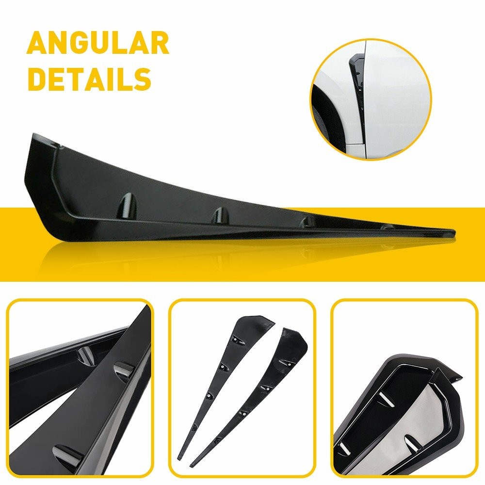 For 2016-2021 Honda Civic Glossy Black Side Fender Vent Air Wing Cover Trim 4PCS