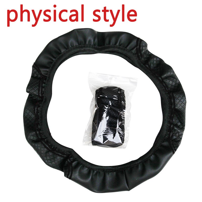 Car Accessories Steering Wheel Cover Black Leather Anti-slip 15″/38cm Universal