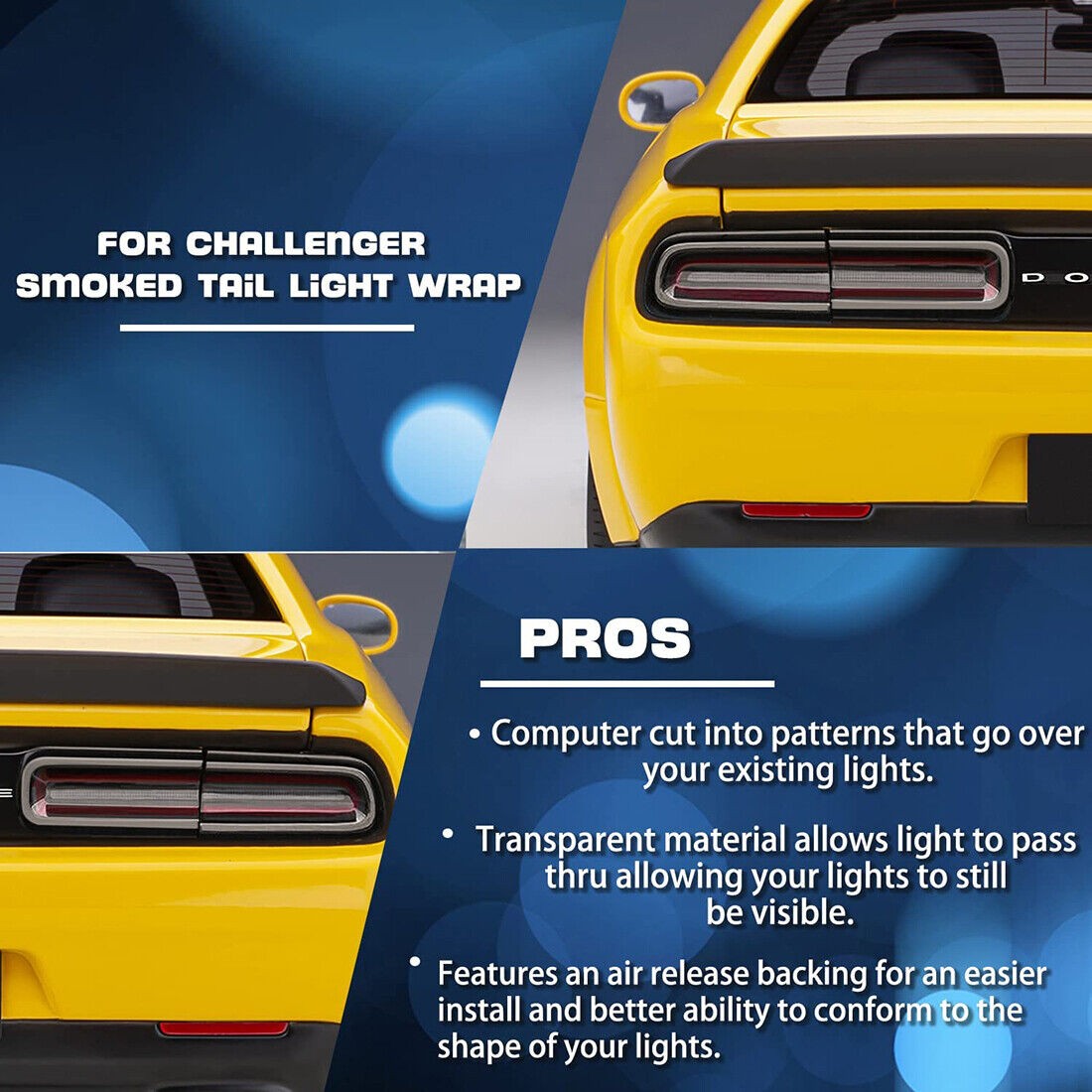 Smoked Tail Light Cover Guard Exterior Accessories Rear Kit For Dodge Challenger