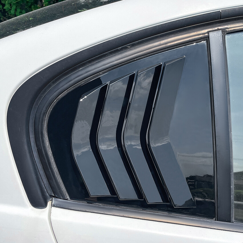 For E90 3-Series Sedan 05-13 Gloss Black Rear Window Quarter Glass Louver Cover