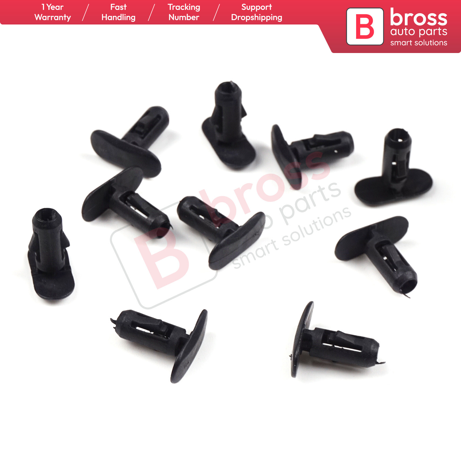Bross Auto Parts BCF407 10 Pieces Retaining Clip, Black for Renault : 82176228