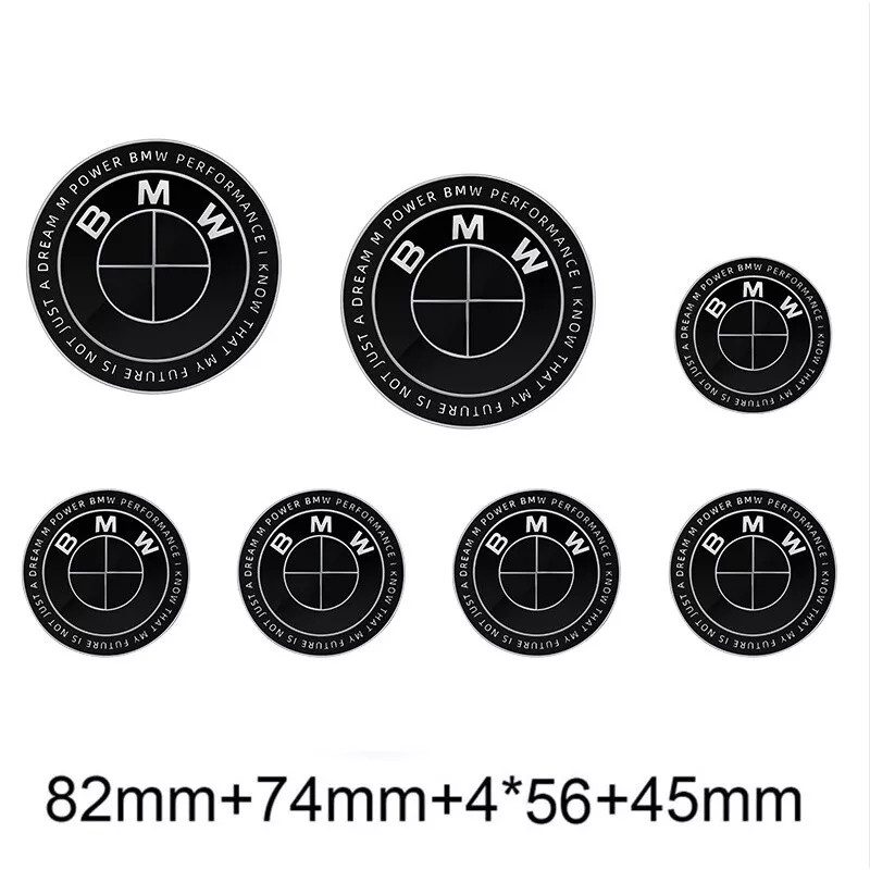 7Pcs 50th Anniversary Wheel Emblem Rim HubCaps Badges 82mm 74mm 56mm 45mm