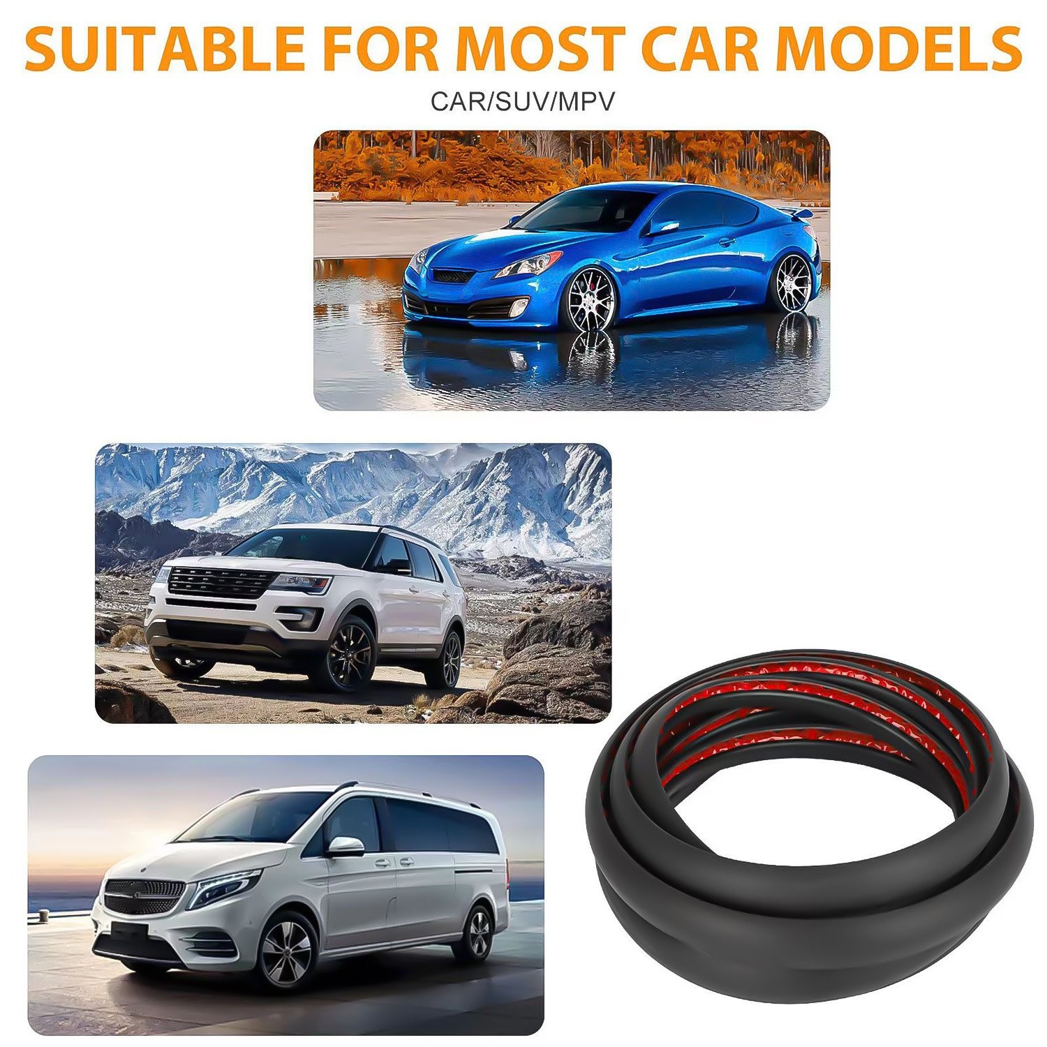 19.7ft/6m Durable Rubber Car Seal Strip Hood Moulding Trim Weatherstrip H-Shape
