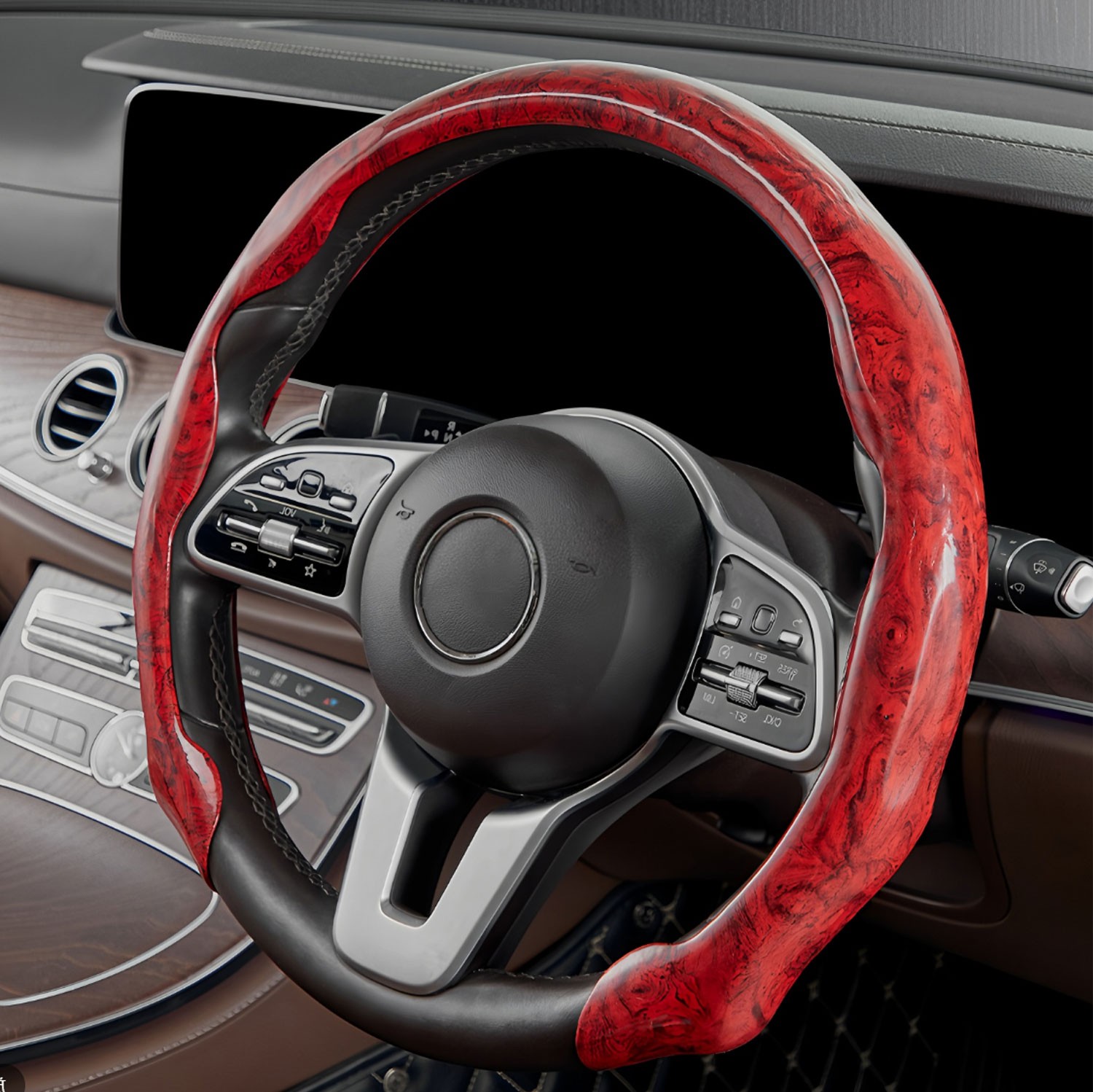 Wood Grain Car Steering Wheel Cover Microfiber Leather Universal For Nissan