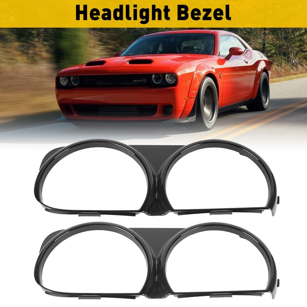 Front Headlight Bezel Lamp Trim Left Right & for 2015-20 Dodge Challenger