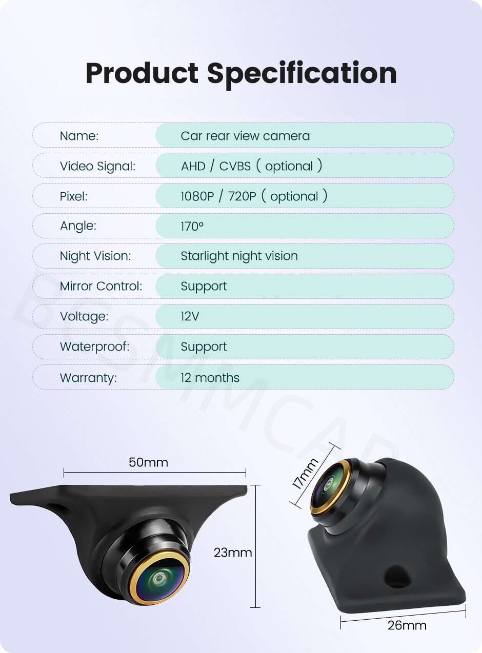 170º CVBS Car Rear View Reverse Backup Camera Parking Night Vision Fisheye Lens