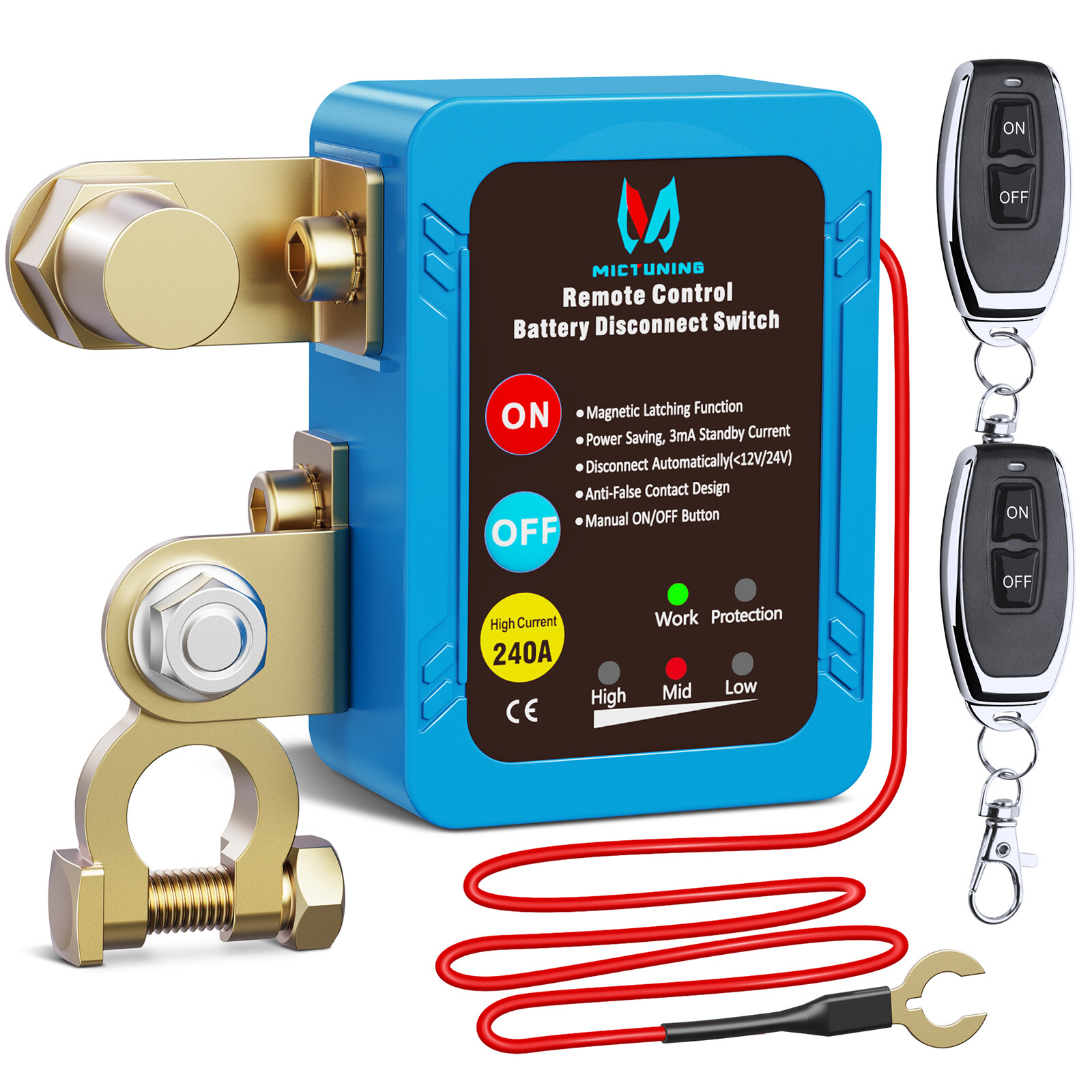 240A Car Battery Cut Off Switch Remote Control Battery Kill Switch LCD Display