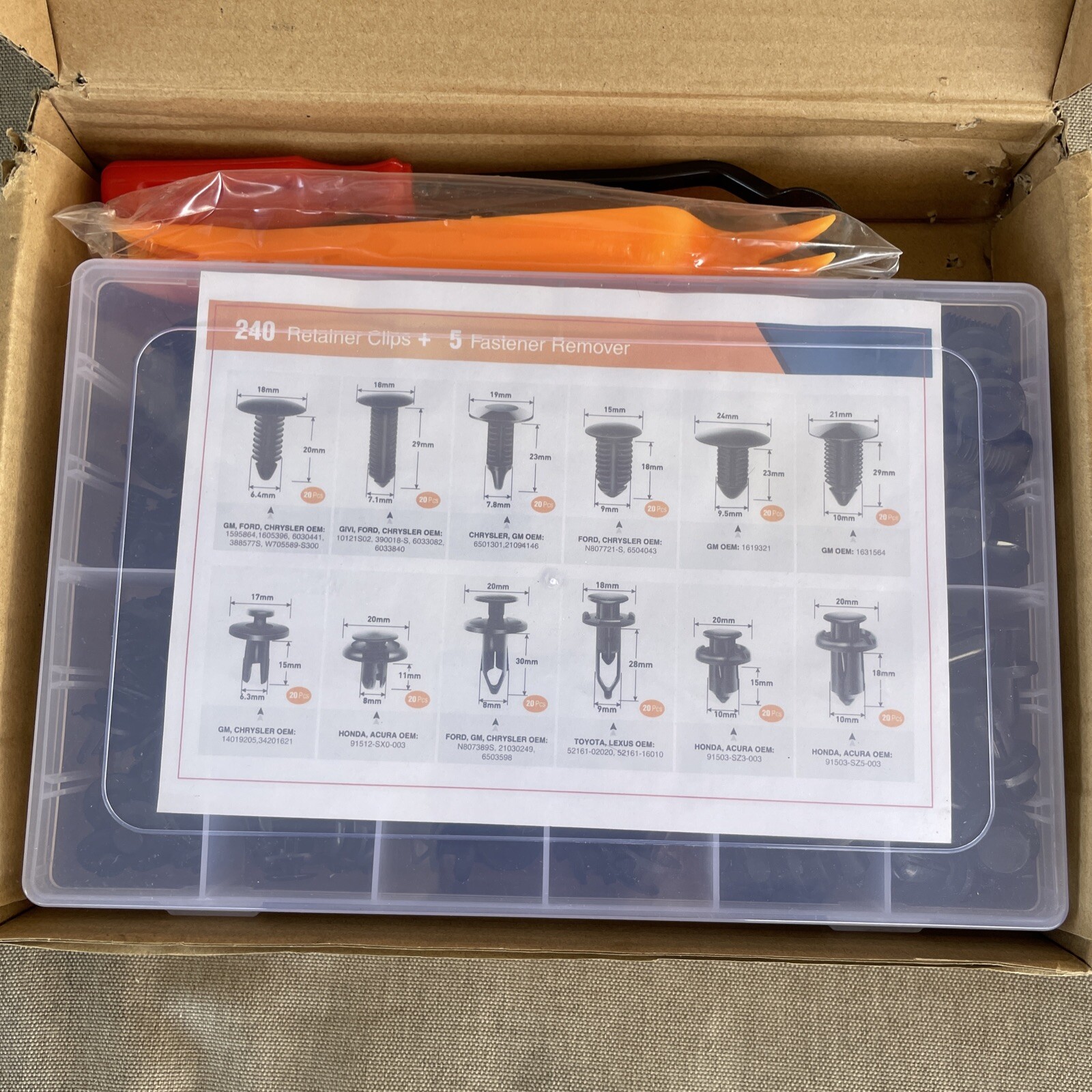 New GRC-33 240PCS Bumper Retainer Clips Car Plastic Rivets Fasteners Kit (192)