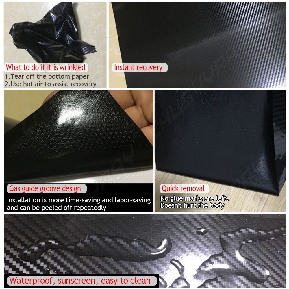 Premium Fibra De Carbono For Car Vinilo Para Autos Carros Negro 30*152 cm 7D