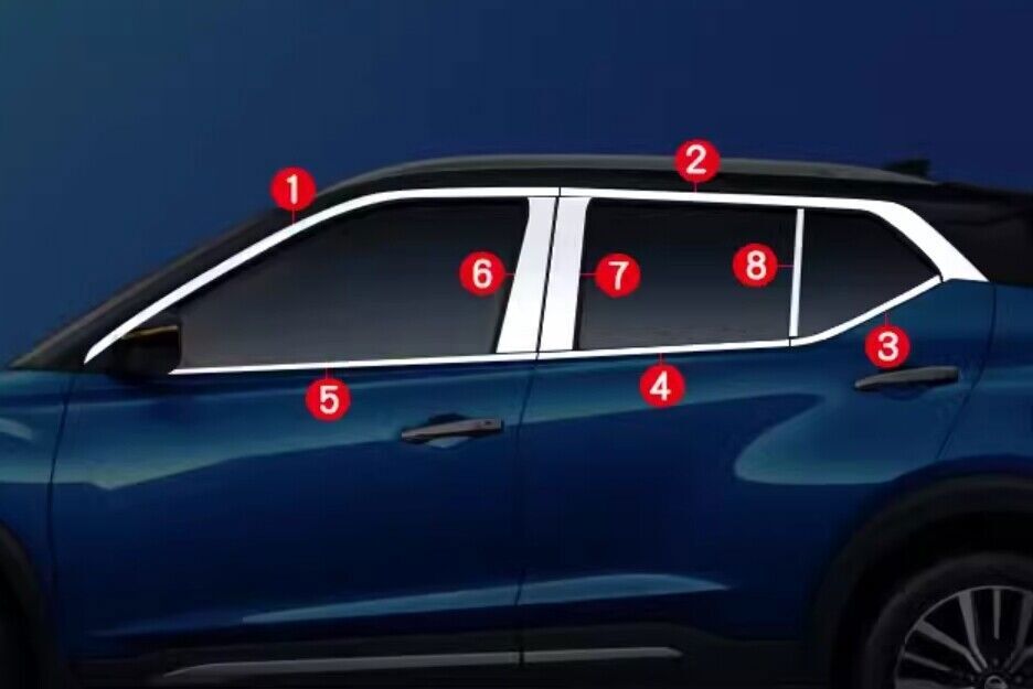 For Nissan Kicks 2018-24 Silver Titanium Windows Strip Sill Molding Cover Trim