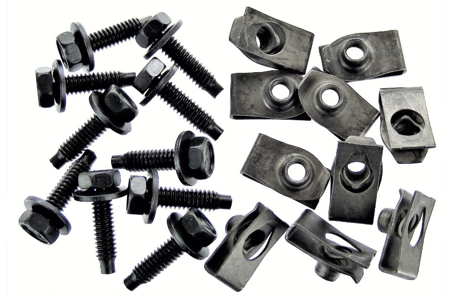 Ford Truck Body Bolts & U-nut Clips- 1/4-20 x 1″- 7/16″ Hex- 20pcs (10ea)- #388