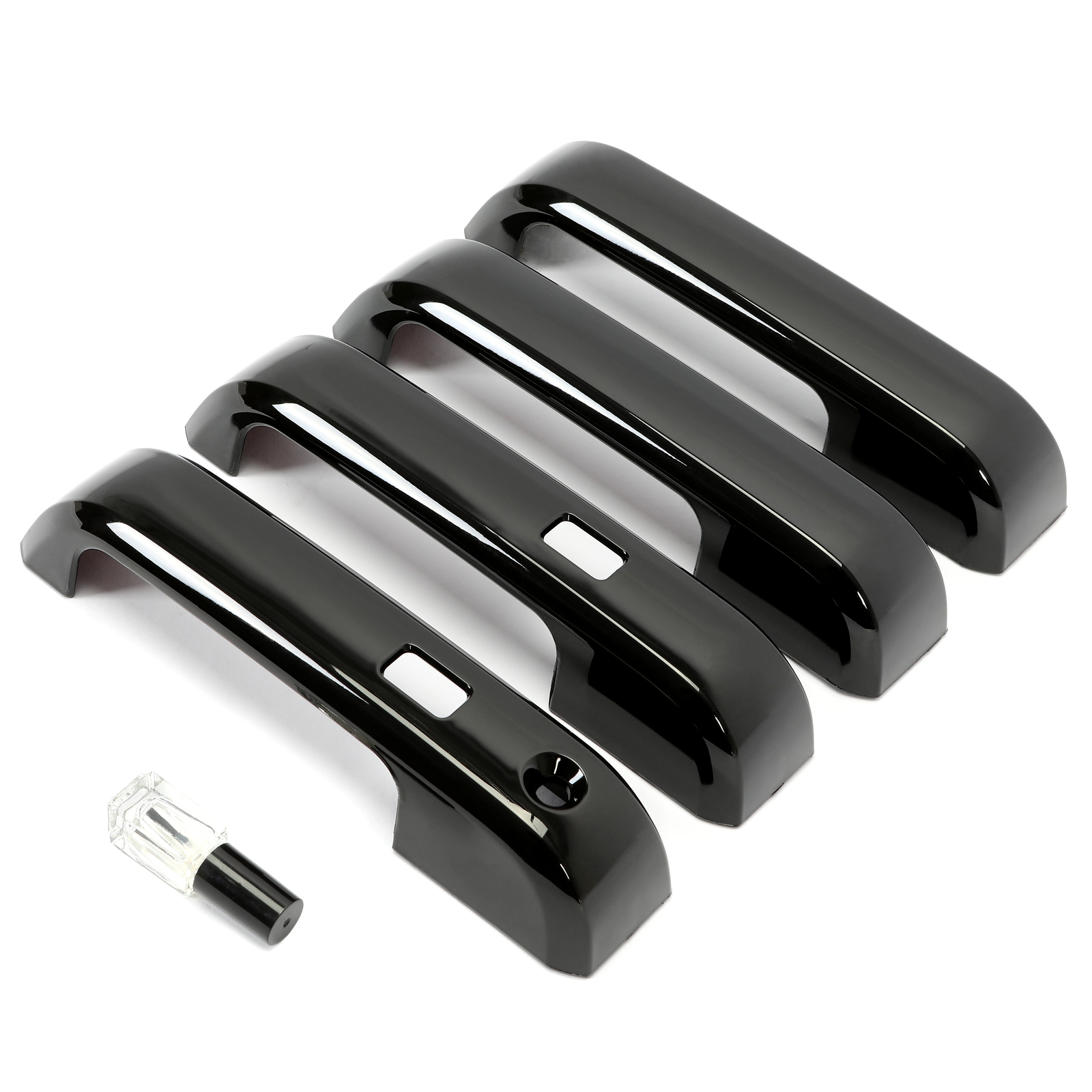 For 2017-2022 Ford F250 F350 Super Duty GLOSS BLACK Door Handle Cover W/Smartkey