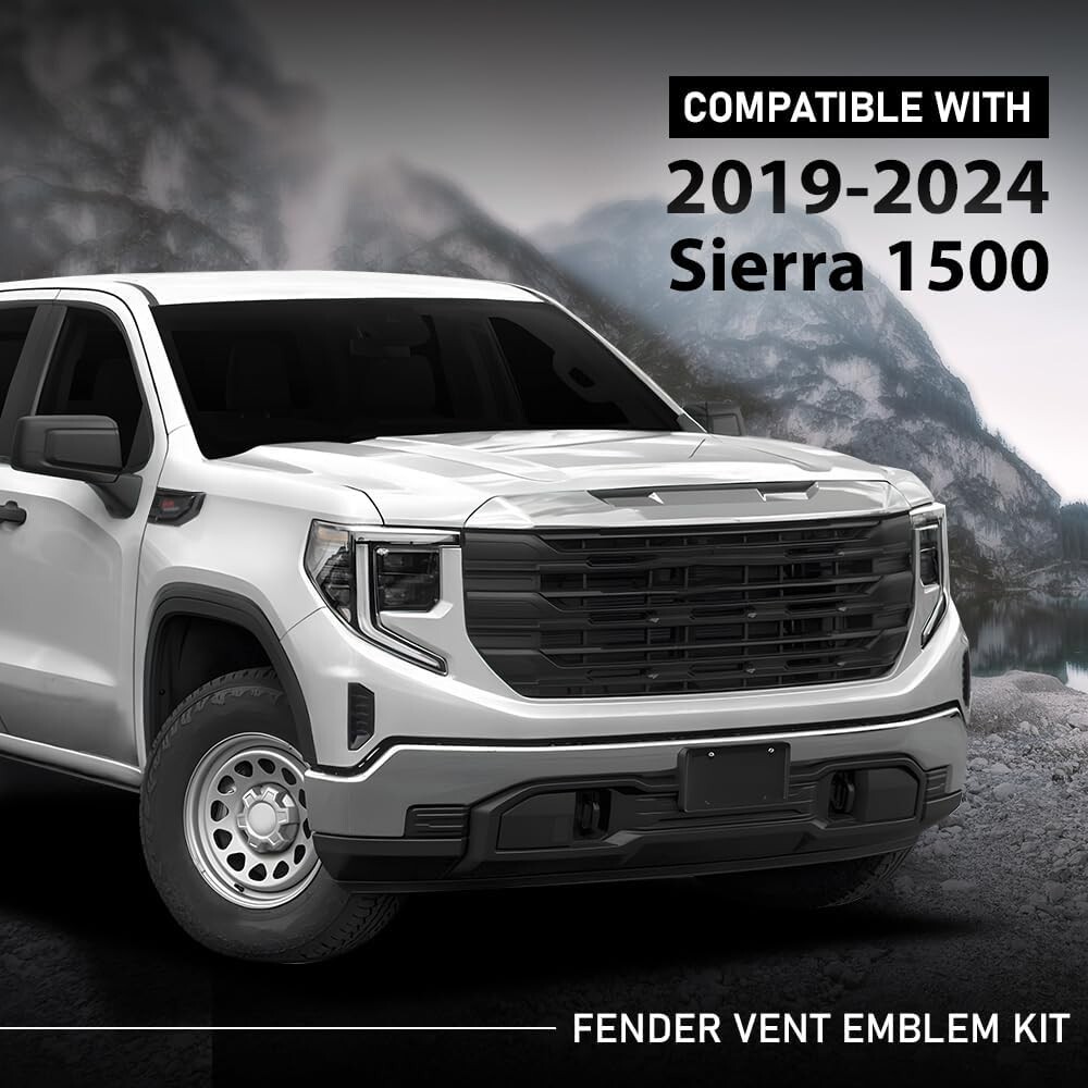 Fit For 2019-2025 GMC Sierra 1500 Fender Vent Emblem Kit 86532094 5.3L V8
