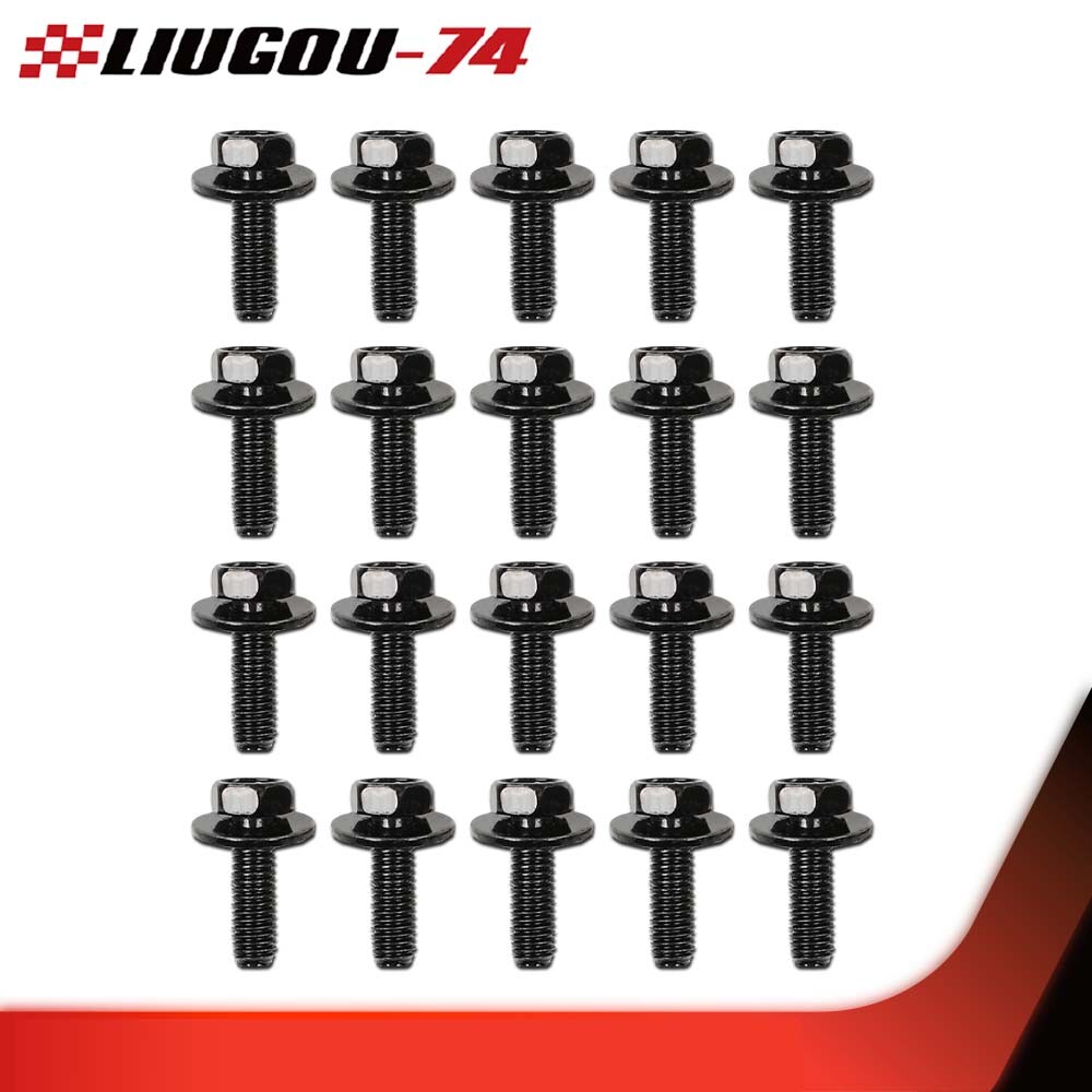 Fit For Honda Body Bolts- M6 1.0 x 20mm Long- 10mm Hex- 17mm Washer 20 Bolts New