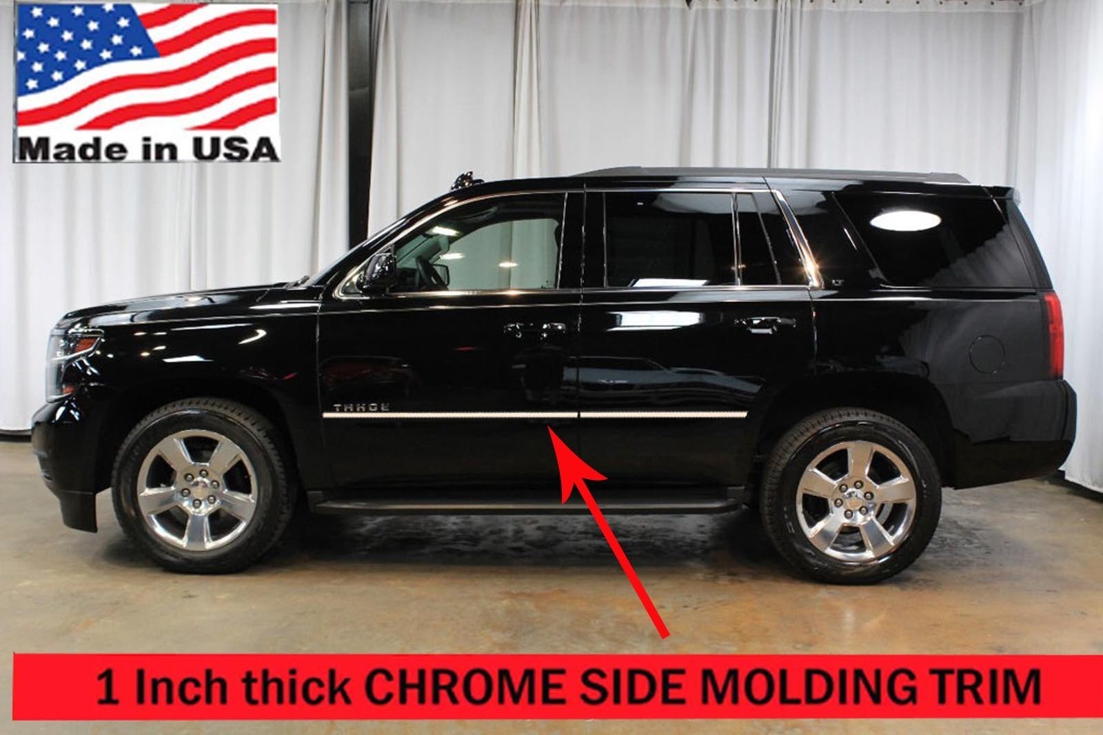 Flexible Chrome Side Door Molding Rocker Panel Trim Kit For TAHOE 2015-2023