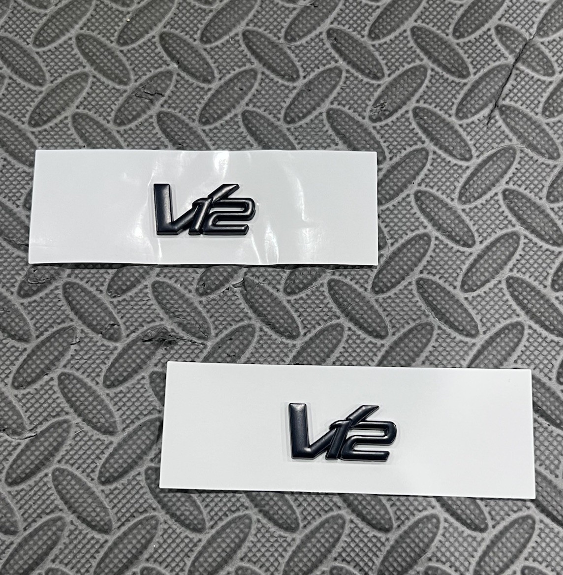 Aston martin V12 Metal Matte Black Badge Emblem AD23-43548-DA( 2 PC