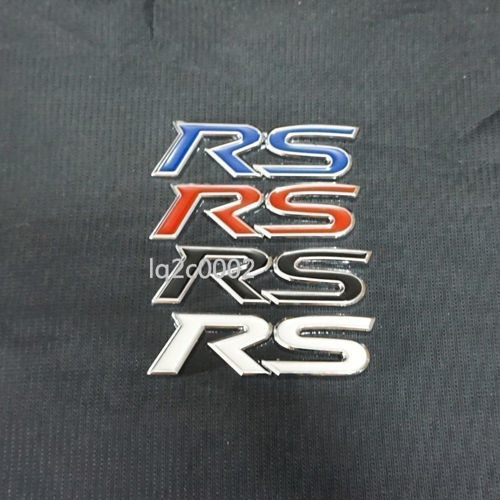 Black Silver RS Chrome Metal Big Grille Emblem + 3x Sticker Decal Badge AWD Line