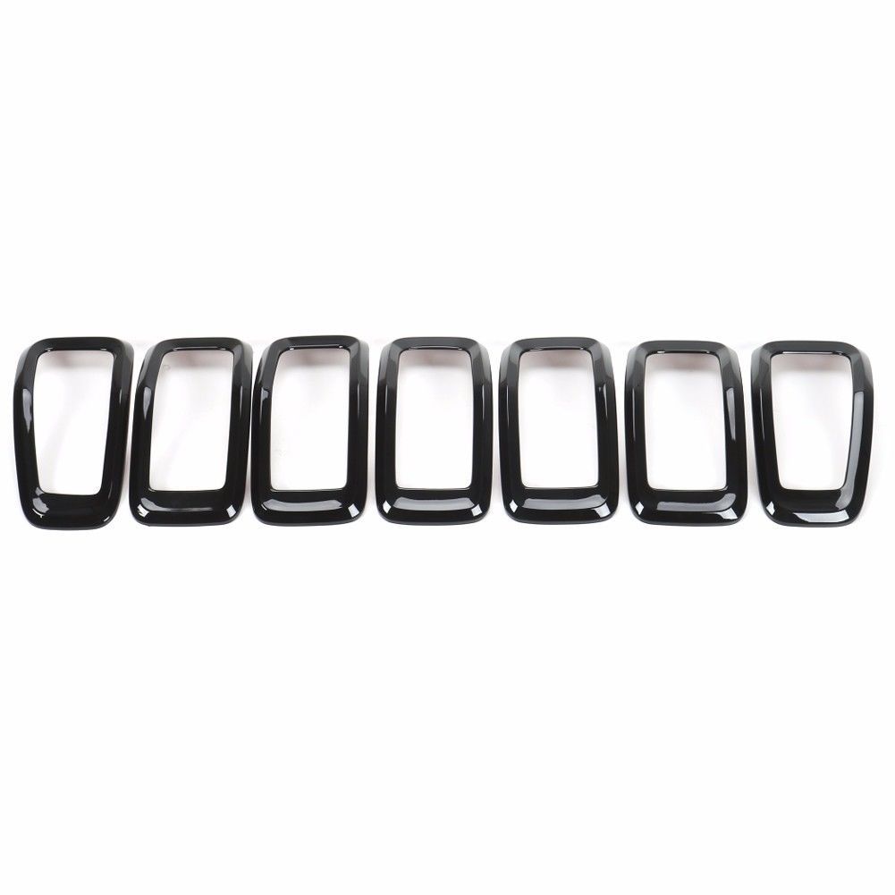 7PCS Insert Front Grille Covers Ring Accessories Set For Jeep Cherokee 2014-2018