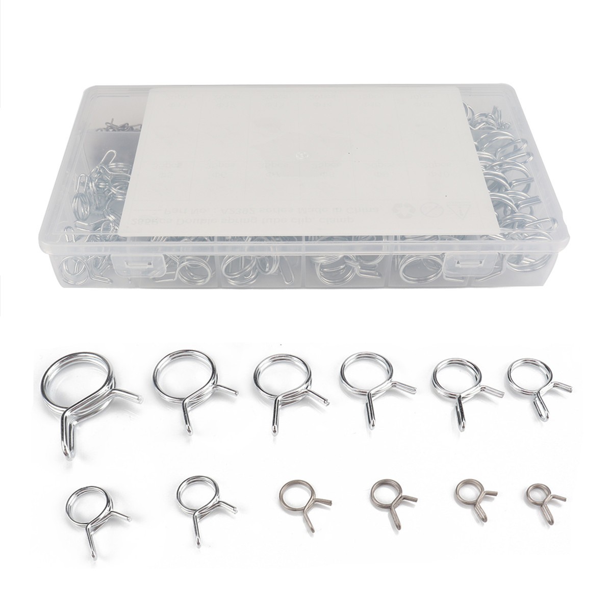285xSpring Hose Clamp 6-22mm Fastener Kit Fuel Water Line Pipe Air Tube Clip Set