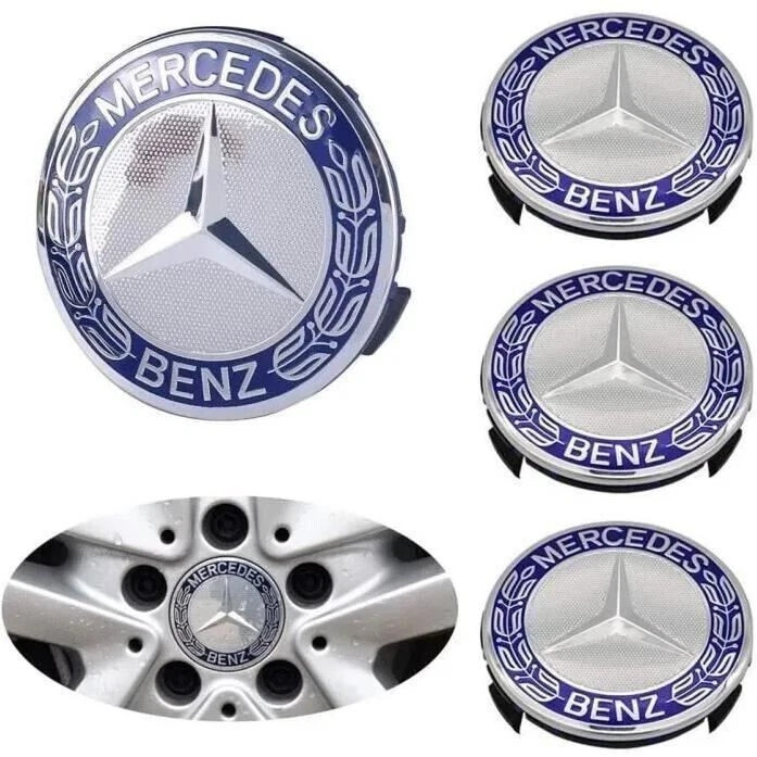 Blue Fit-For Mercedes-Benz C350 Wheel Center Caps Emblem Rim Hub Cover Badge NEW