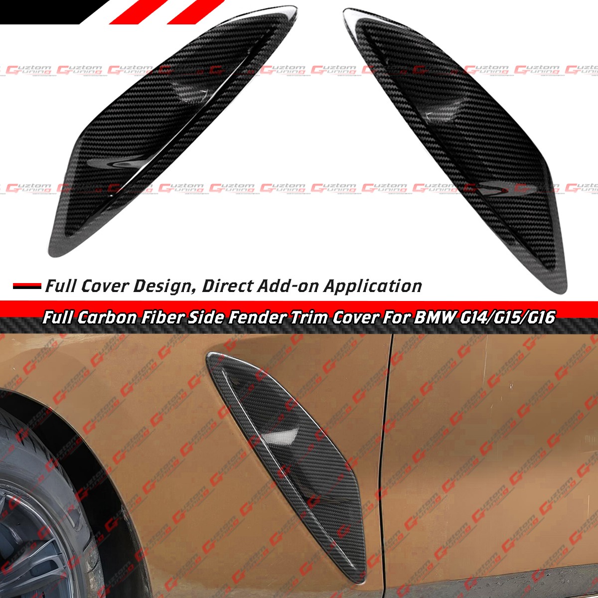 For 19-26 BMW G14 G15 G16 840i Full Carbon Fiber Fender Garnish Side Trim Cover